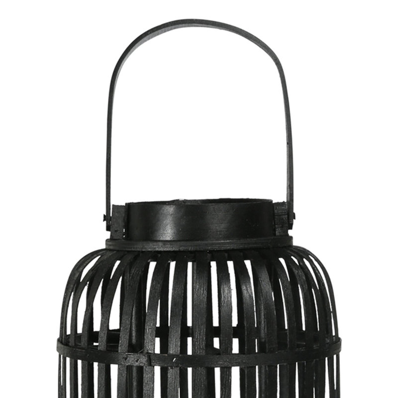 Lanterne en bois rond, Noir, H 22 po x l 10,25 po x P 10,25 po