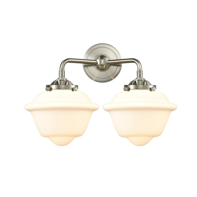 Éclairage pour salle de bain 2 lumières Baptiste, Blanc mat, DEL, Nickel satiné brossé