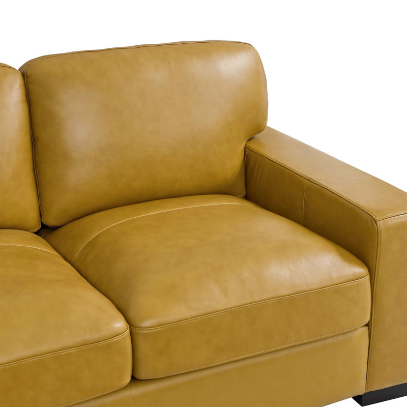 Canapé modulaire rembourré 4 pièces Kimesville, Cuir véritable jaune foncé