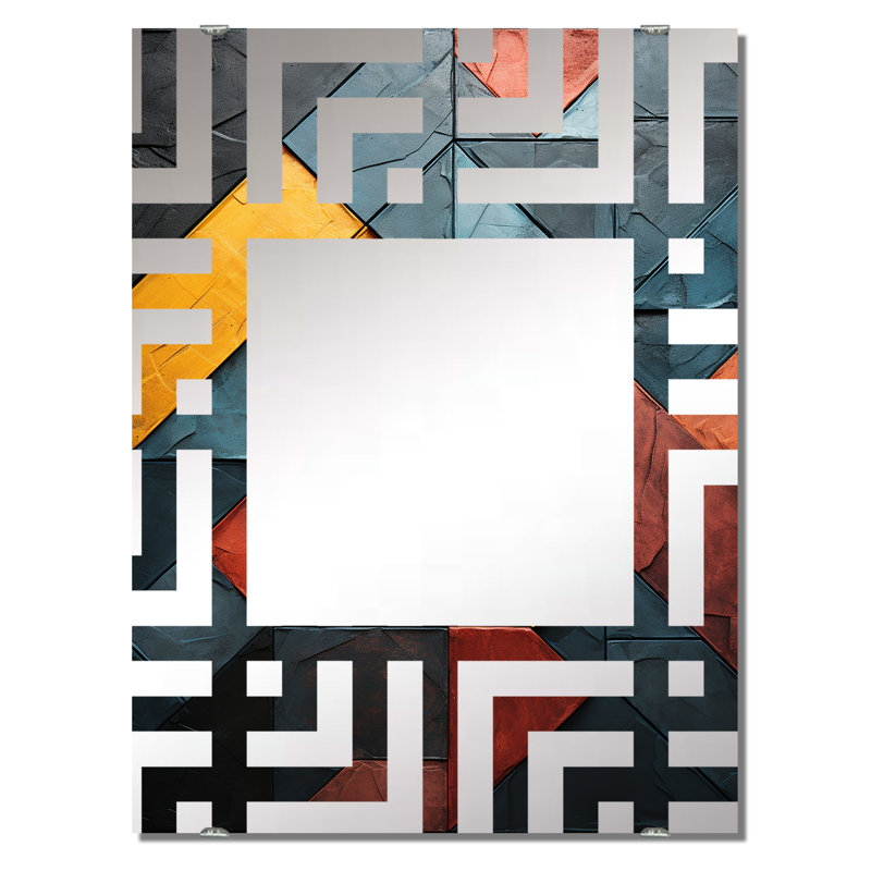 Petton - Grand miroir mural en marbre abstrait MIR137198, 40 po x 30 po
