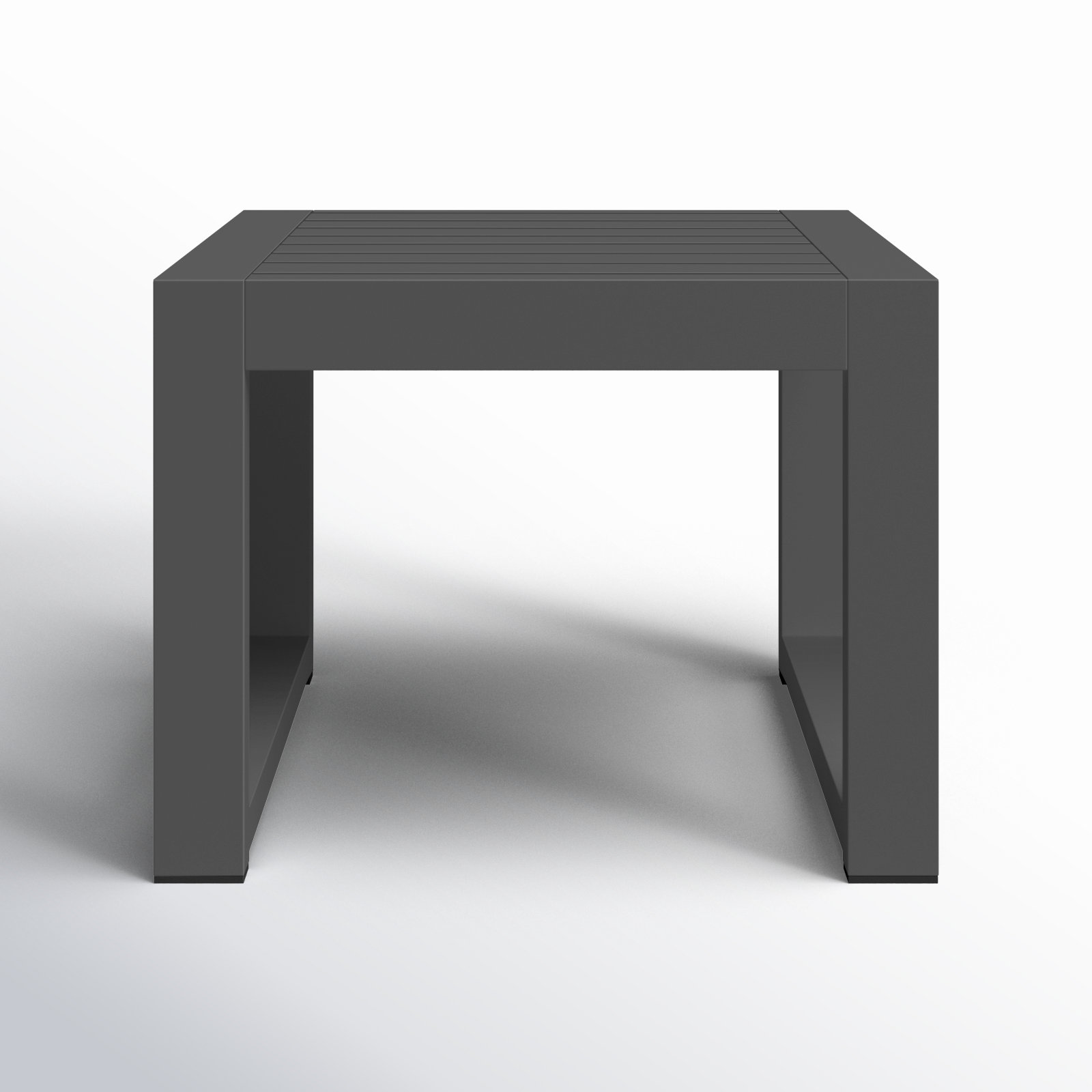 Hoyt 20.48” Outdoor Aluminum End Table, Silver Gray