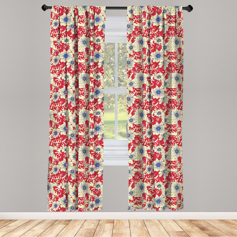 Floral Semi-Sheer Rod Pocket Curtain Panels, 28" x 84"