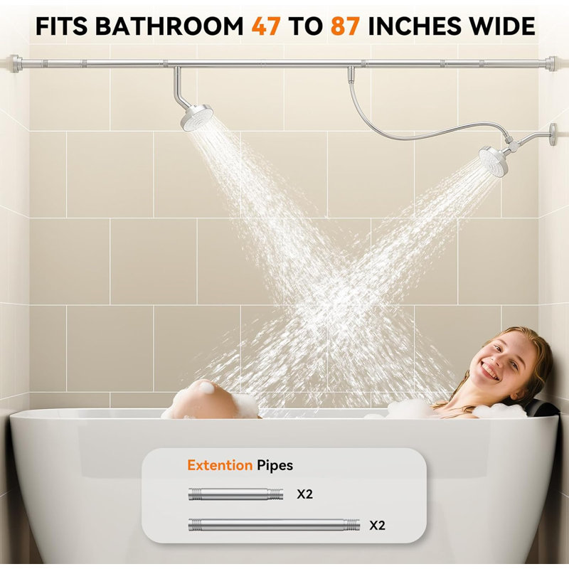 Dual Shower Head For Couples, High Pressure 304 Stainless Steel Adjustable Shower System With 3 Spray Modes, Easy Installation