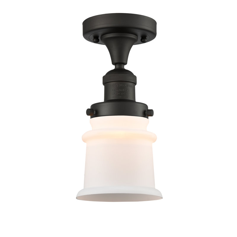 Plafonnier semi-encastré 1 lumière 5,25 po Alexandira, Ampoule DEL 6 watts Vinage, Boîtier blanc mat, Or satiné