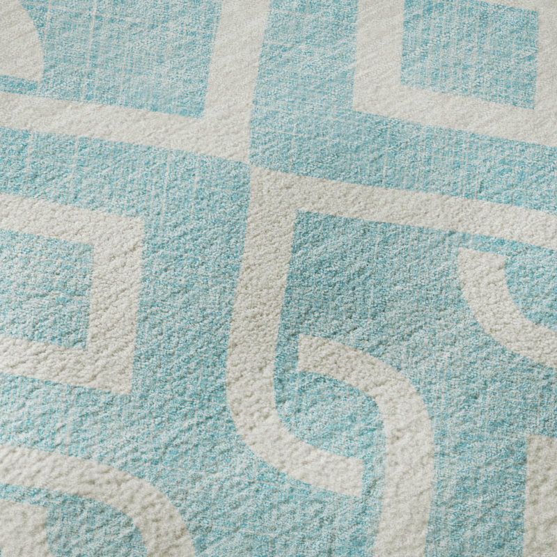 Premium Machine Washable Cerrito Aqua Rug, Rectangle 10' x 14'