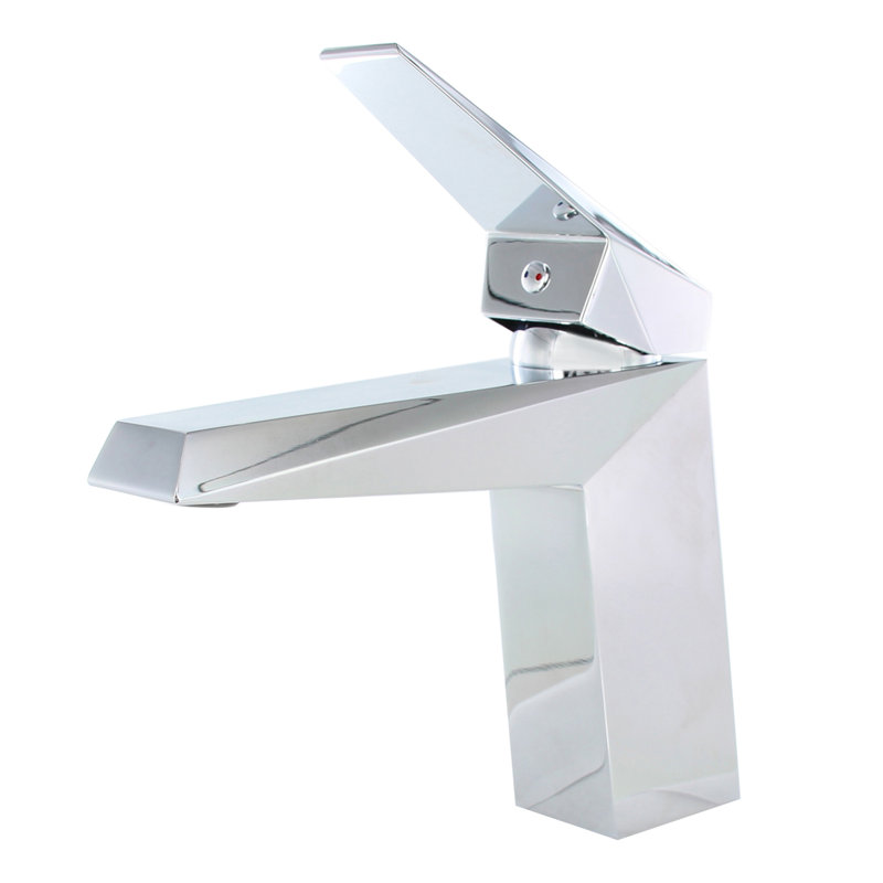 Single Handle Bathroom Faucet – Solid Brass Single Hole Sink Faucet with Water Supply Hose for Vanity or Basin – Modern Commercial Style (F01 101 01)