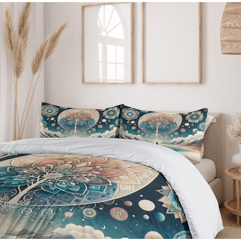 Mandala Duvet Cover, California King Duvet Cover + 2 Standard Shams