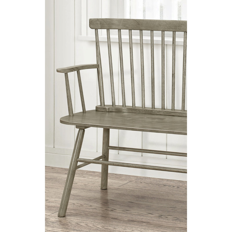 Banc en bois gris à dossier fuselé pour chaise d'intérieur en bois avec accoudoirs, Gris