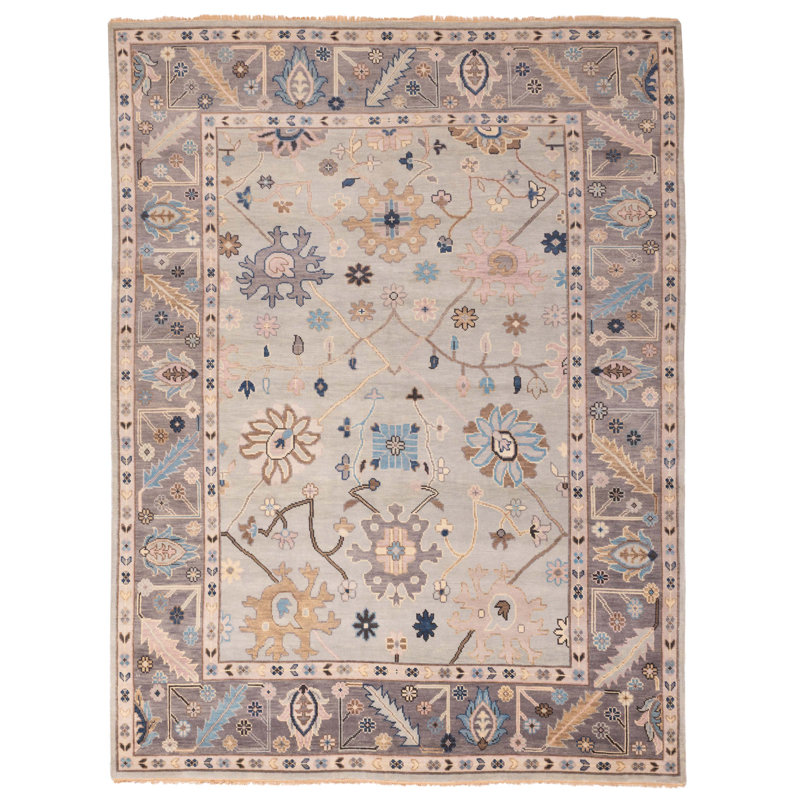 Tapis moderne gris Oushak 8 pi 11 po x 11 pi 9 po