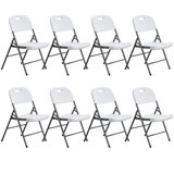 Foldable Plastic Folding Chairs with Steel Frame - 450 lbs Capacity, Available in White, Black, and Blue, for Indoor/Outdoor Use