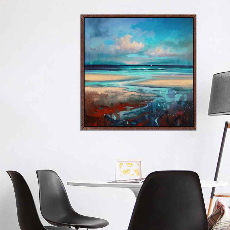 Cyan Sailing by Scott Naismith - Painting on Canvas, Classic Brown Wood Framed, 93.98 cm H x 93.98 cm W