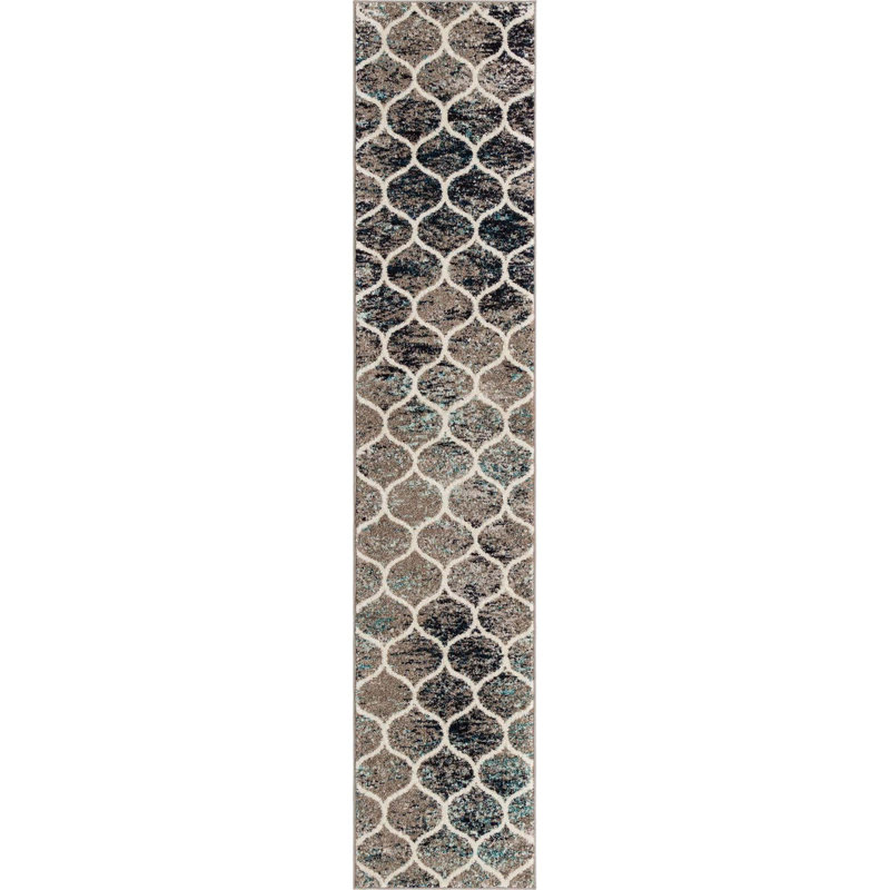 Llanet Geometric Area Rug, Runner 2' x 10', Multi Blue