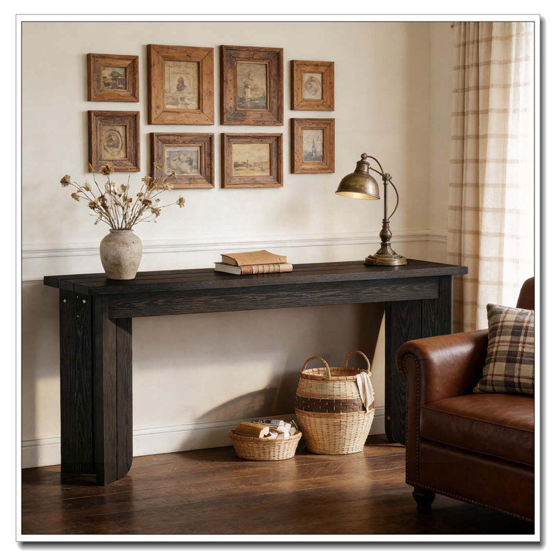 Wooden Console Table with V-Shaped Stable Base