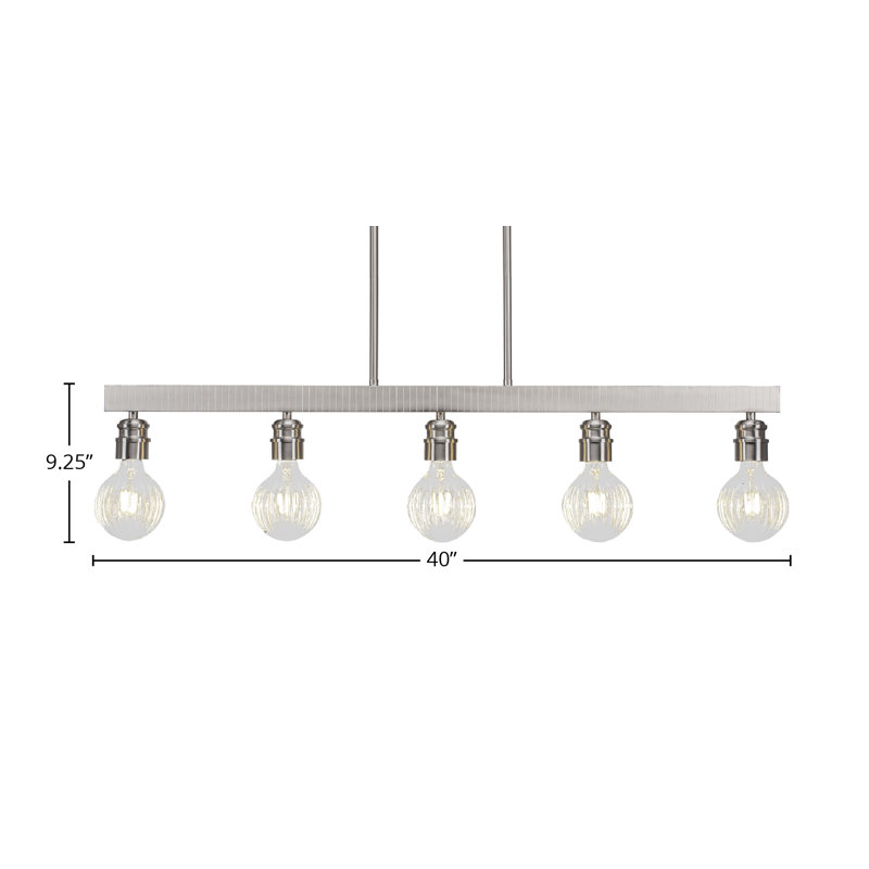 Edge 5 Light Bar Shown In Brushed Nickel Finish With 4 Watt LED Bulbs