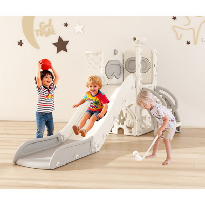 7-in-1 Toddler Slide, Indoor/Outdoor Playset, Ages 1-3, Climber, Basketball Hoop