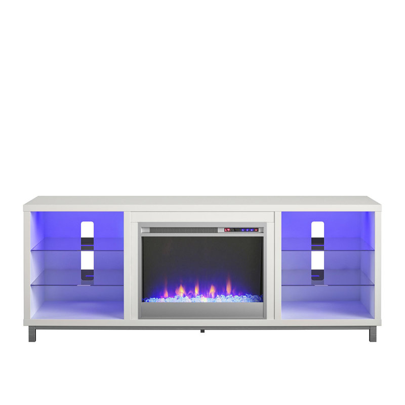 Vaske TV Stand Fireplace for TVs up to 70" Fireplace, White