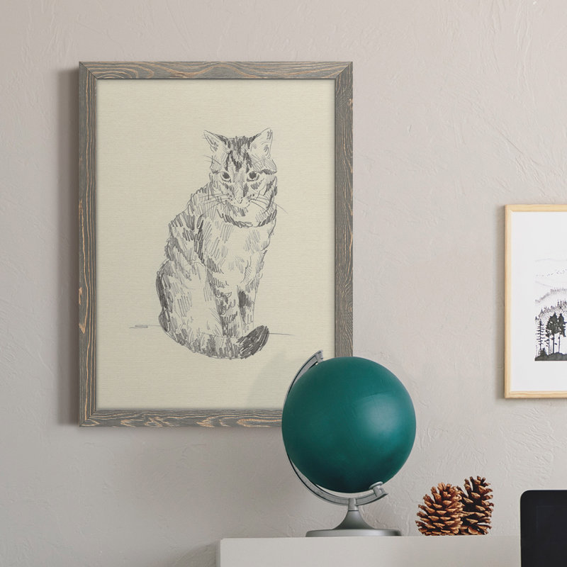 Toile encadrée de qualité supérieure House Cat I - prête à être accrochée, H 24 po x l 20 po x P 1 po, Gris
