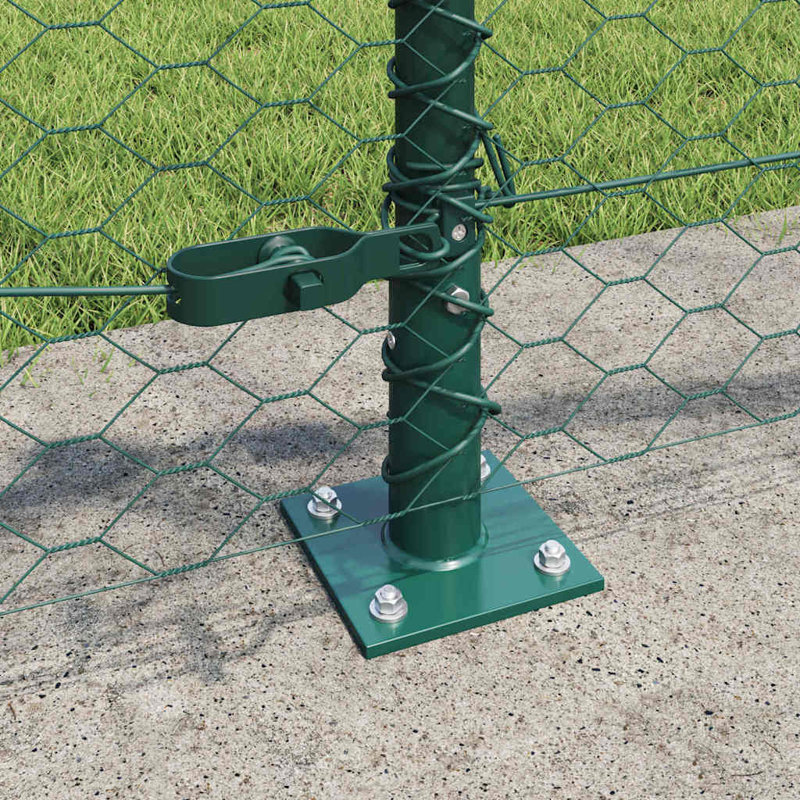 Vidaxl Fence With Posts PVC-Coated Steel, Green, 60cm H x 5000cm W x 3.2cm D