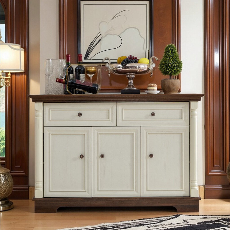 Spacious Farmhouse Sideboard - Heavy-Duty Storage & Multi-Functional Design, White