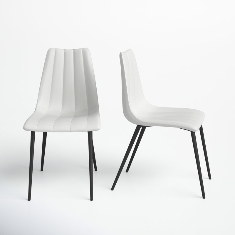 Finnigan Upholstered Dining Chair, White Faux Leather