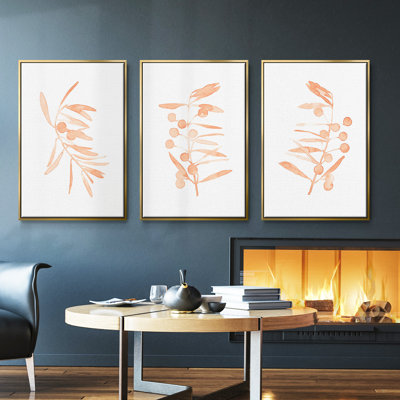 Blush Olive anch I - 3 Piece Floater Frame Set on Canvas