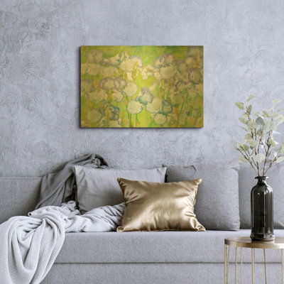 'Lime Floral' By Dennis Frates Gold Metal Wall Art, 36" x 24"