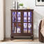 Armoire de rangement en verre avec pieds Cabriole et 2 tablettes réglables - Buffet à porte grillagée avec loquet magnétique