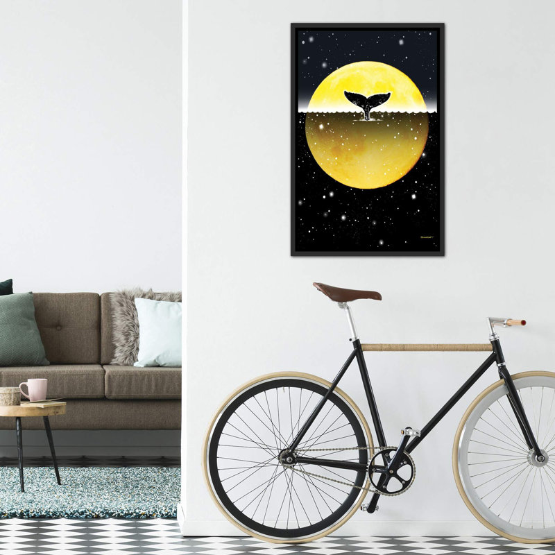 Art du corps de la baleine, H 40 po x l 26 po x P 1,5 po, Toile avec cadre noir