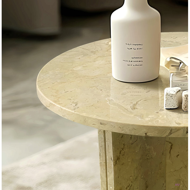 Table basse Marble Stone, Beige + jaune, H 15,8 po x l 17,7 po x P 17,7 po