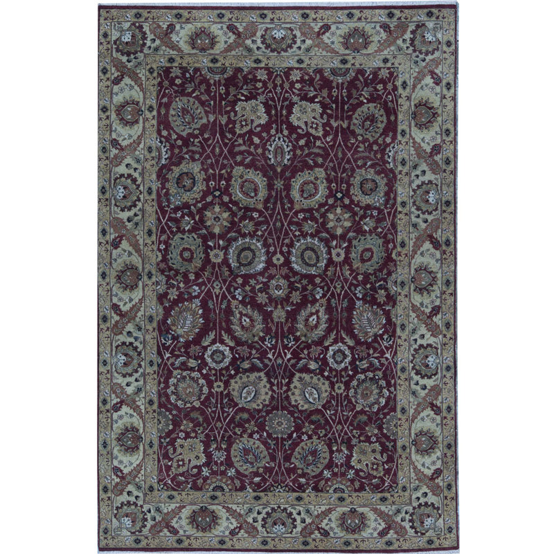 Wool Oriental Area Rug in Wine/Brown