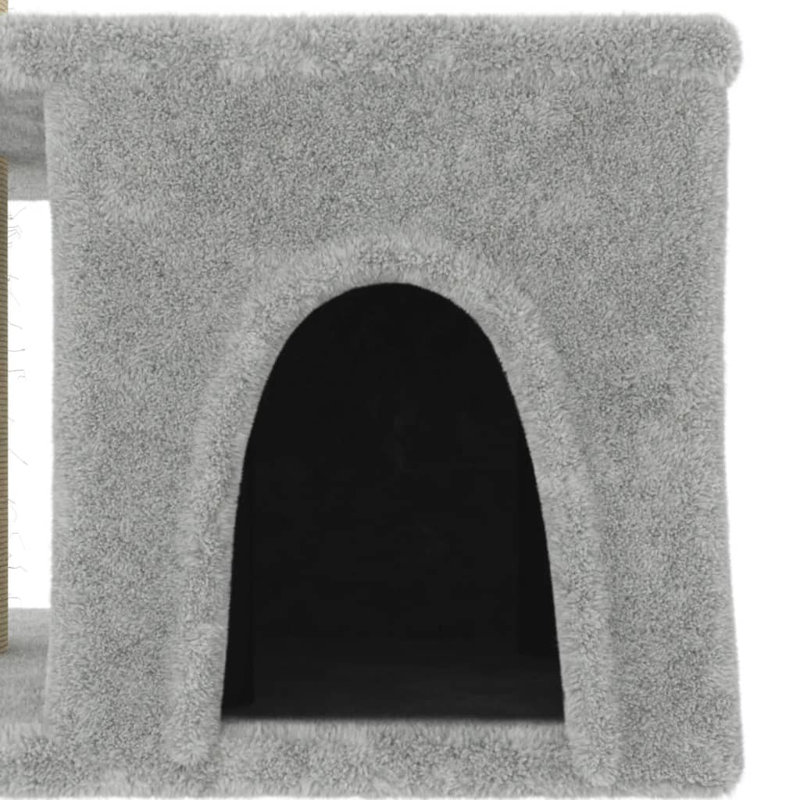 vidaXL Cat Tree Engineered wood, plush, sisal Compact Durable, Light Grey