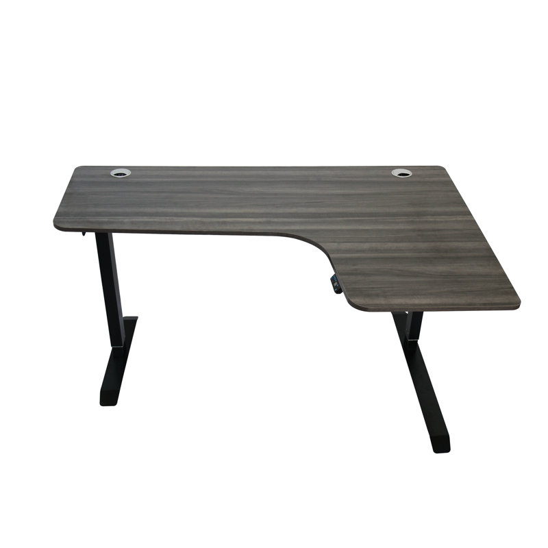 Bureau debout à hauteur réglable en L, Gris ébène / noir