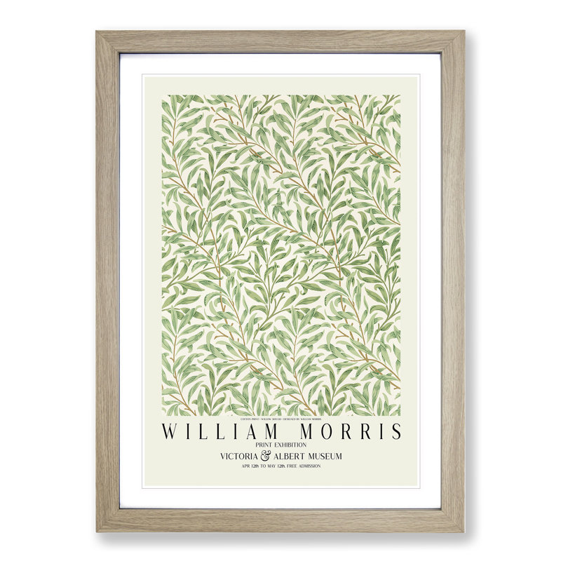 Willow Bough with Border by William Morris - Picture Frame Painting on MDF, 36cm H x 27cm W x 2cm D, Oak Framed