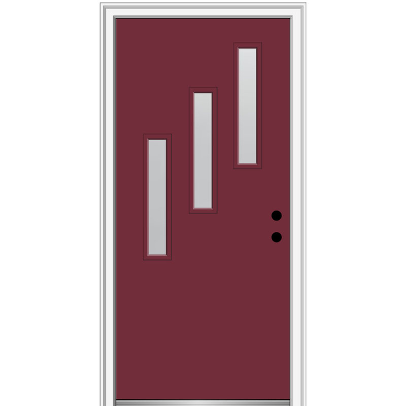 Porte d'entrée avant en fibre de verre Grace, H 80 po x l 30 po x P 1,75 po, Vert forêt, Ouverture à droite