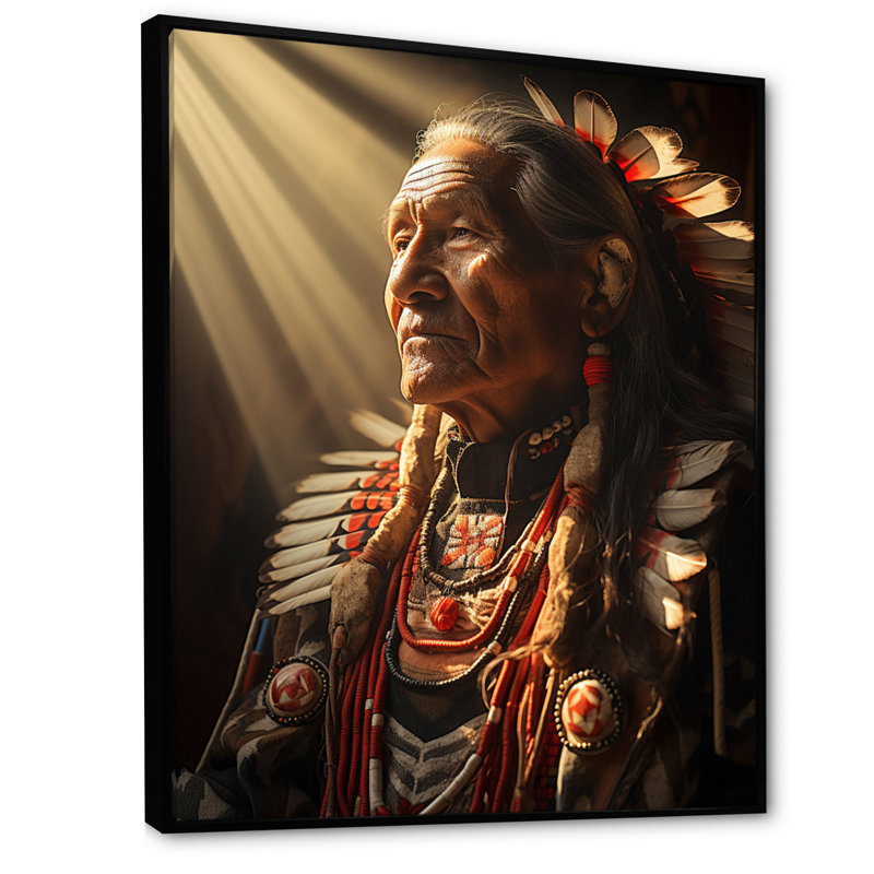 Yanisa Native Art Grandfather Suns, Cadre flottant noir, H 20 po x l 12 po x P 1 po