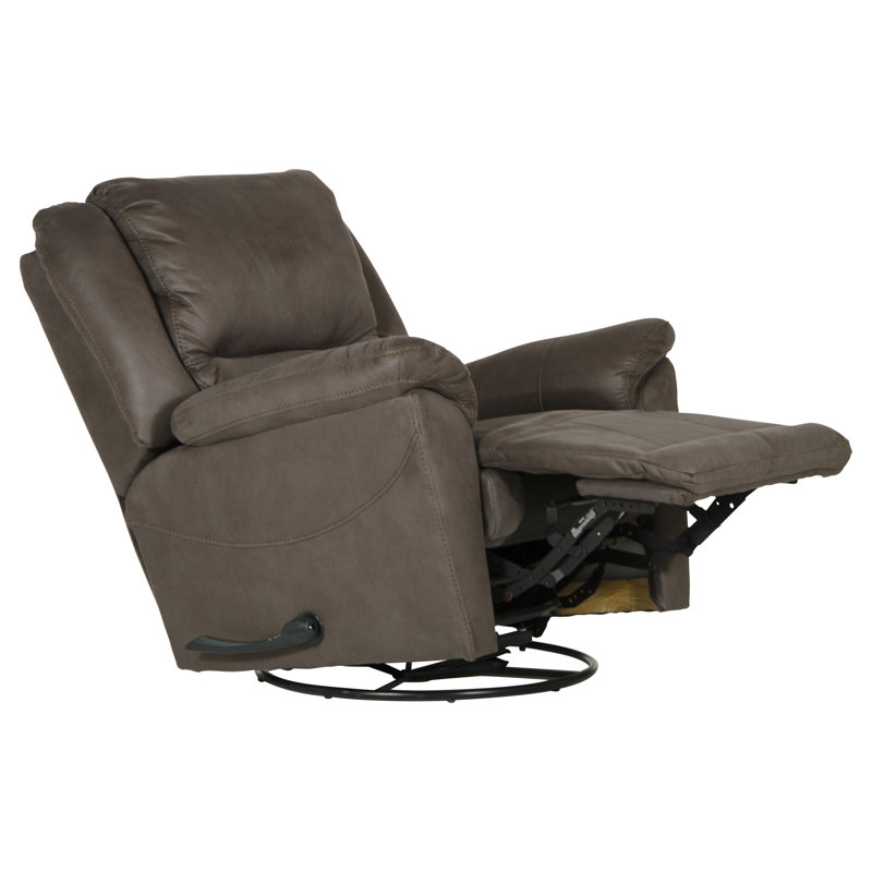 Cole Upholstered Swivel Glider Recliner, Gray Polyester