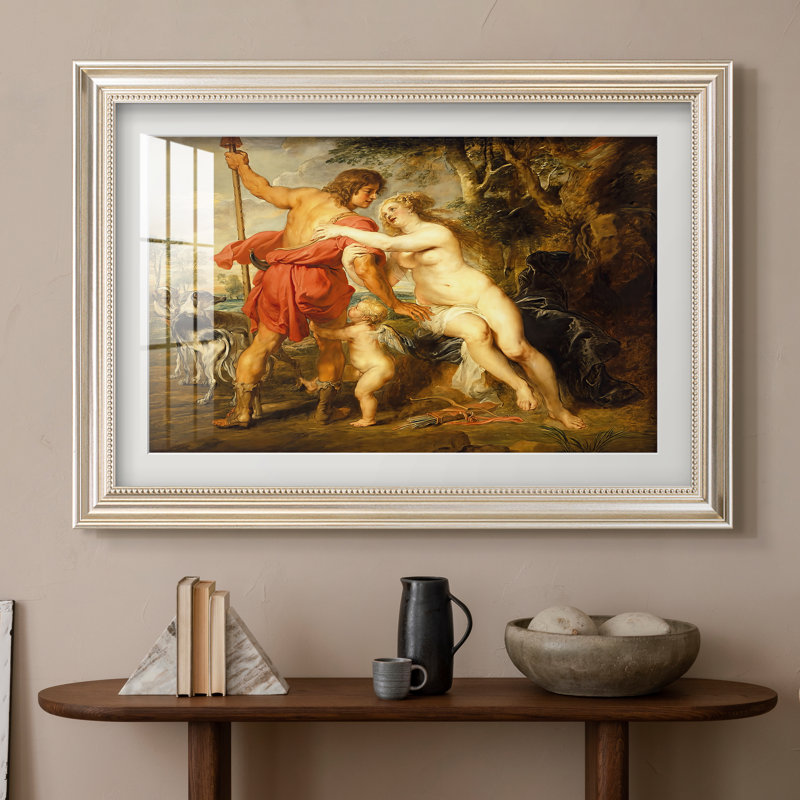 Vénus et Adonis, vers 1635 - Pierre Paul Rubens - Estampe encadrée sur mesure, Format intérieur 20 po x 28 po, Étain satiné