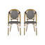 Ensemble de 2 chaises bistro d'extérieur en ratine et aluminium PE, noir et blanc