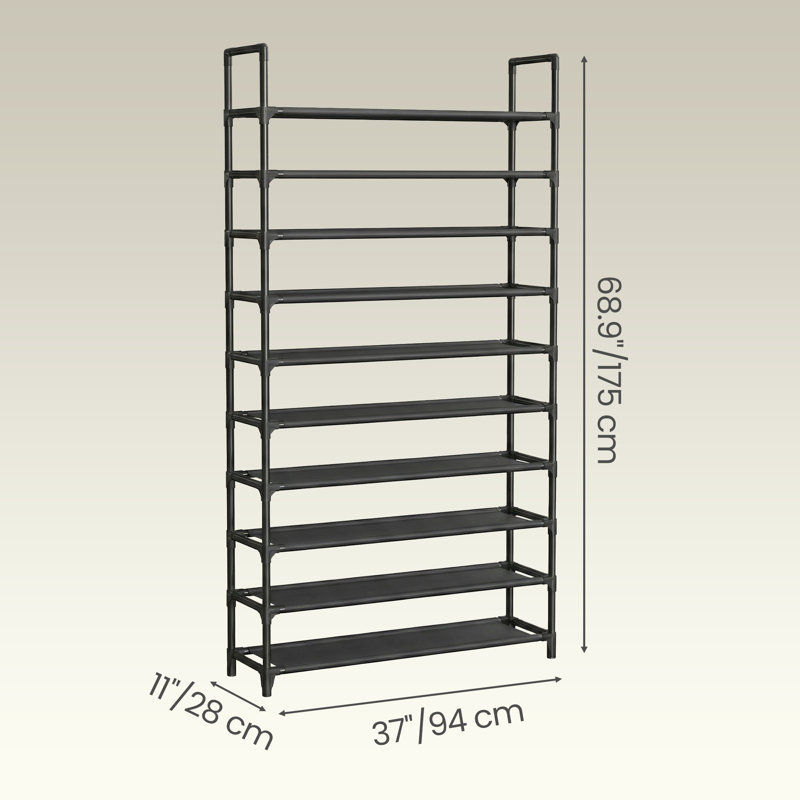 50 Pair Stackable Shoe Rack, Dark Black, 68.9" H x 39.4 " W x 11.4" D