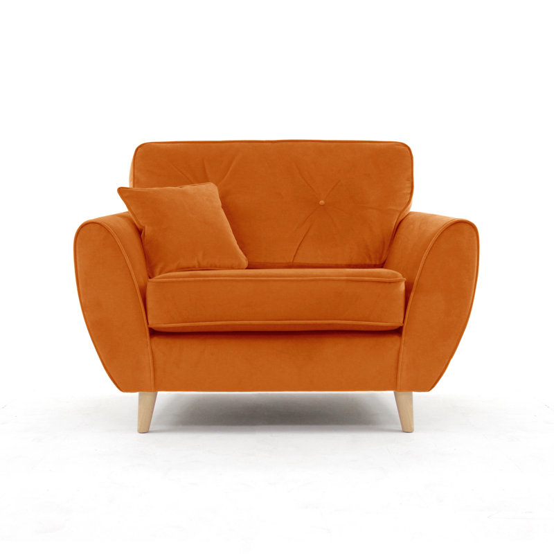 Rafe Scandi Style Velvet Loveseat, Burnt Orange Velvet
