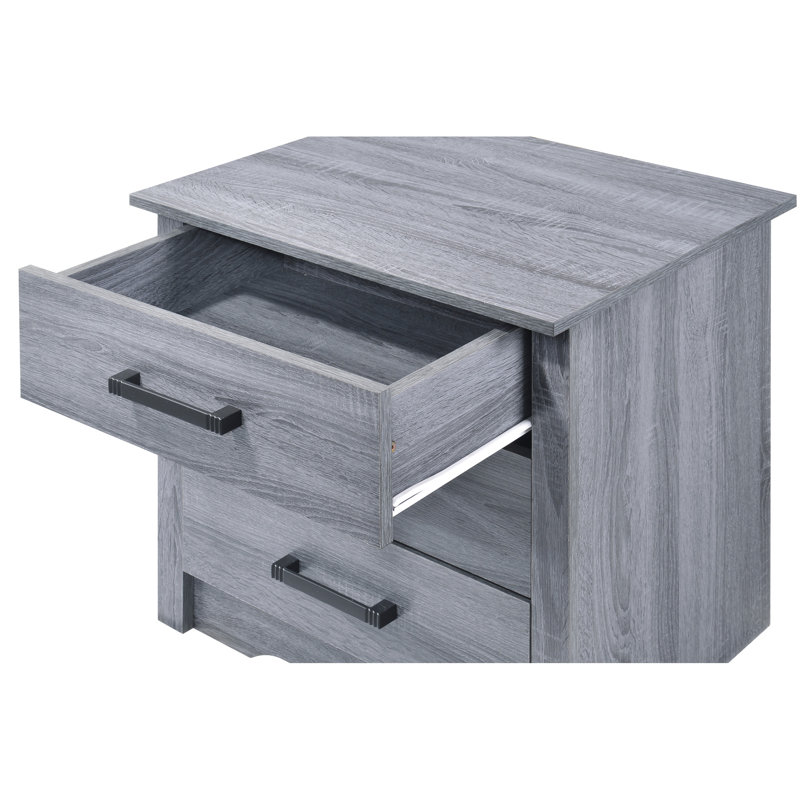 Élégante table de chevet grise pour la chambre à coucher - H 23 po x l 22 po x P 18 po, faite de matériaux, facile à assembler, attrait moderne, 23 po de hauteur, 22 po de largeur, 18 po de profondeur, matériau regroupé
