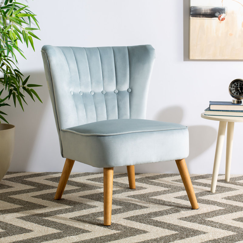 Velveteen Velvet Side Chair, Light Blue