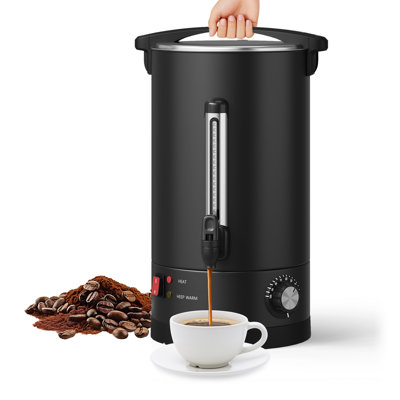 Commercial Coffee Urn – 14L Hot Water & Coffee Dispenser – Double Wall Stainless Steel Electric Coffee Maker, Large Capacity for Catering, Buffets, Parties, Events