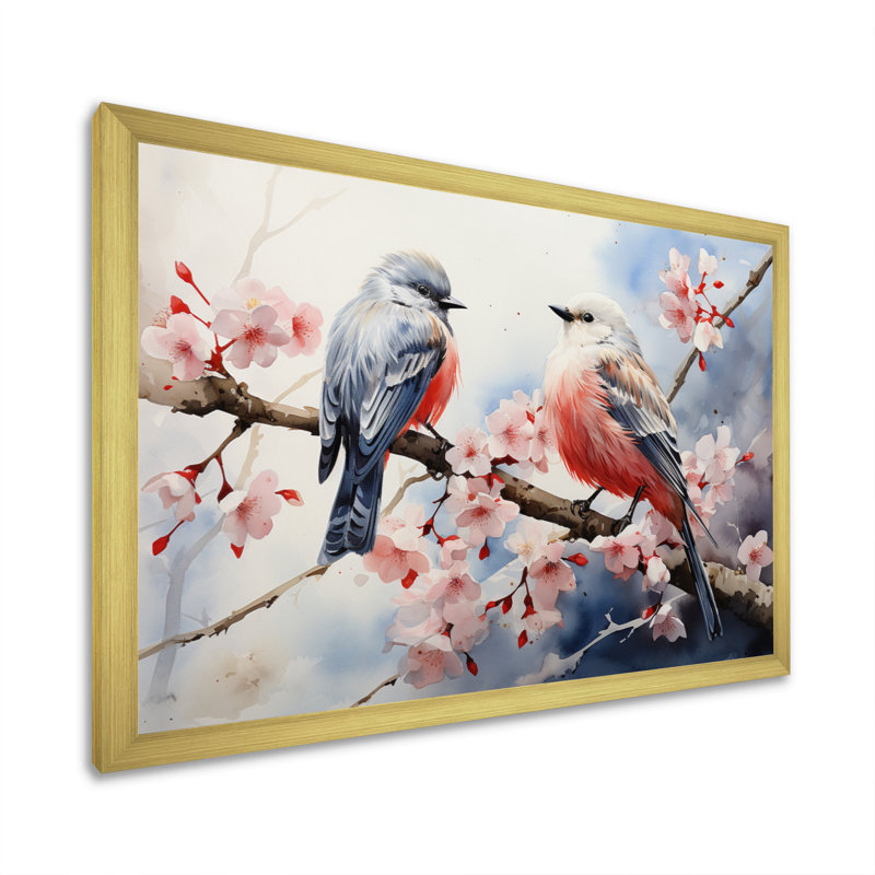 «Asian Art Sumi Bird Serenity IV», reproduction d'art sur toile, H 16 po x l 32 po x P 1 po, Encadrement doré