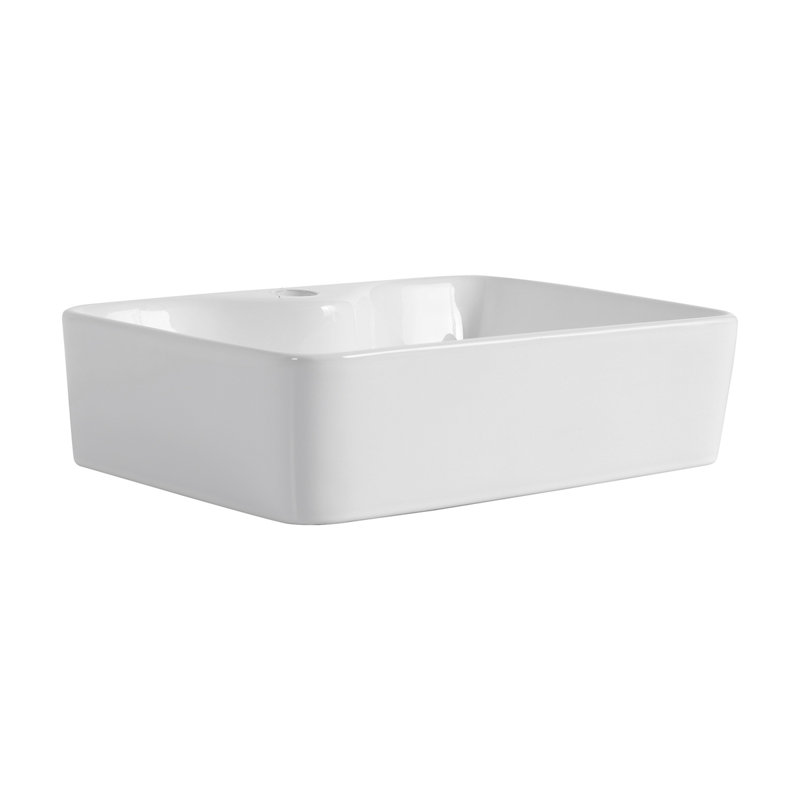 Ceramic Rectangular Above Counter White Bathroom Sink Art Basin (BAB111MOWH)