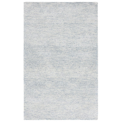 Ajnesh Hand Tufted Viscose/Wool Rug in Blue/Ivory