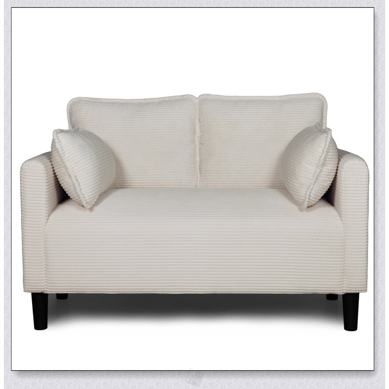 Causeuse en velours côtelé de 48 pouces avec coussins confortables, rangement latéral, structure robuste, éponge à rebond élevé, assemblage facile, idéal pour le salon, un appartement, un dortoir, un bureau