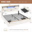 Lit parental de style ferme, blanc, avec tête de lit coulissante de style grange, station de recharge et éclairage DEL, plateforme en bois avec 2 tiroirs sous le lit, sommier non requis.-686880121-714441980