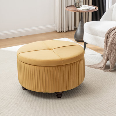 Bula Upholstered Velvet Round Storage Ottoman