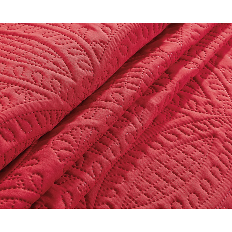 Ensemble de couvre-lit 3 pièces à motif floral réversible, Rose, Couvre-lit de grande taille et 2 taies décorative